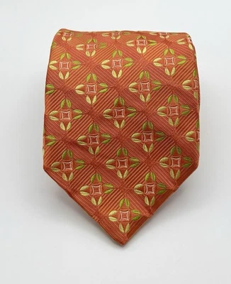 Corbata para hombre IKE BEHAR 100 % seda diseñador geométrica salmón/naranja/verde Foto 1 de 4