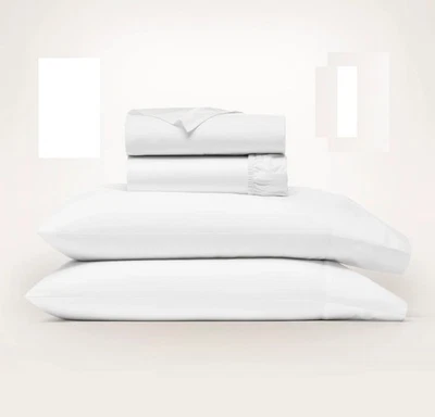 NWOT BOLL & BRANCH Percale 300 Thread Cotton Sheet Set  White  | KING - Image 1 of 4