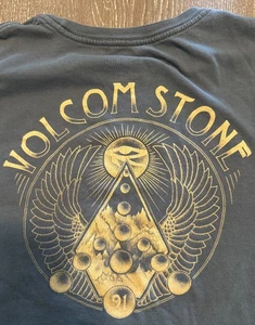 VTG Volcom Stone slate bue graphic print pocket Tech T-shirt L - Picture 1 of 5
