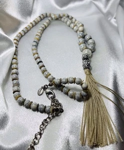 Chico’s Long Statement Necklace Beads And Tassel - Picture 1 of 2