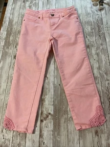 Cherokee Girls Pink Jeans with Lace Size 12 Super Skinny - Picture 1 of 5