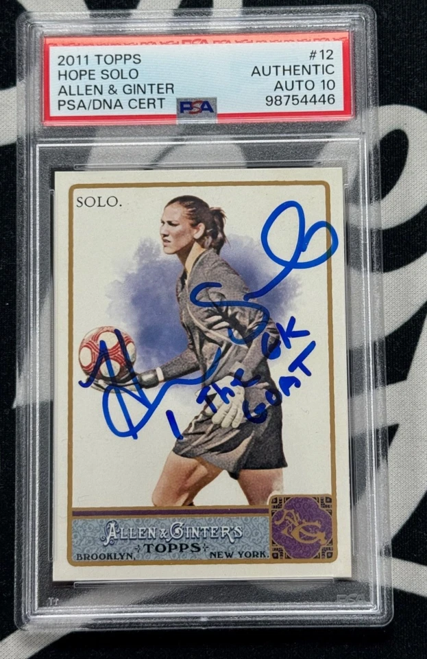 2011 TOPPS ALLEN & GINTER HOPE SOLO PSA 10 Auto The GK GOAT inscript. Signed #12 - Image 1 of 2