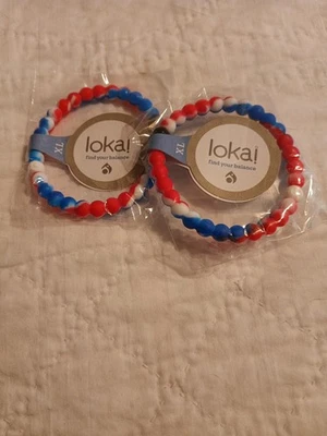 Set/ Lokai Find Your Balance Bracelets-XL-Red/White/Blue-Mt Everest/Dead Sea-NIP - Image 1 of 4