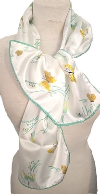 Vintage Vera Neumann Scarf Rectangle Long Butterfly Floral Butterflies 43" x 14" - Image 1 of 4