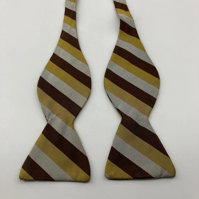 Gravata borboleta vintage marrom mostarda prata estilo borboleta seda ajustável sem marca - Imagem 1 de 4