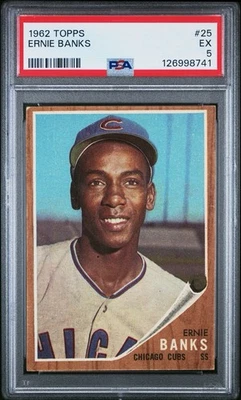 Ernie Banks HoF’er 1962 Topps #25 Chicago Cubs PSA 5 - Image 1 of 3