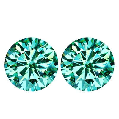 14.98 Ct IF  [2Pcs Pair]  Brilliant Round (Diamond Cut) 13 MM Blue Moissanite - Image 1 of 4
