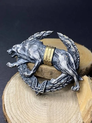 Ukrainian Army Metallic Beret Badge Vovkulaka Special Operations Forces Ukraine - Image 1 of 4