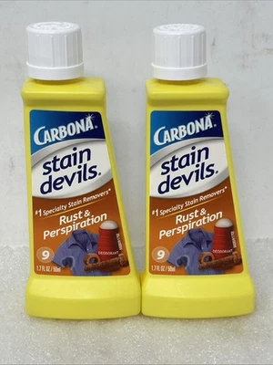 2 PACK Carbona 9 Stain Devils Rust And Perspiration Laundry Stain Remover 1.7 Oz