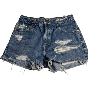 Vintage Levis 505 Cut Off Blue Jean Shorts Women 30 Everyday Summer Distressed - Picture 1 of 9