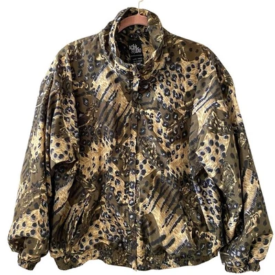 Active Studio Vintage Camo Pattern Jacket Size Extra Large Zip Front Elastic Hem - Image 1 of 4