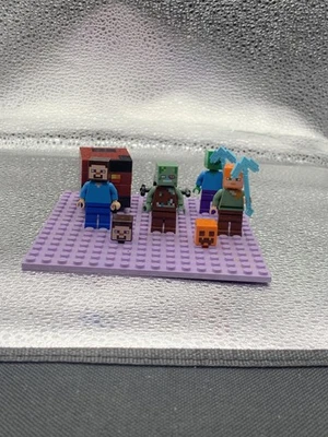 LEGO Minecraft Minifigure Lot Steve Alex Zombie Pig Pumpkin Pickaxes Accessories - Image 1 of 4
