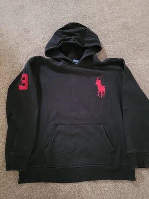 Polo Ralph Lauren Big Pony Sudadera con Capucha Niños Jóvenes Lg Negro Bolsillo Patinador Foto 1 de 4
