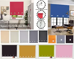 Quadrat Ösenrollo einfache Passform zuschneidbar Uni Stoff Fensterrollo - Bild 1 von 63