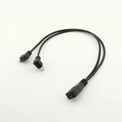 Micro USB 2.0 5 Pin Female To 2x Male 90° Angled Splitter Y Data Charger Cable - Image 1 of 4