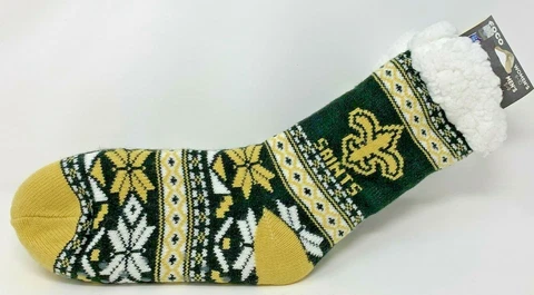 NEW!! NFL New Orleans Saints - Footy Slippers - Size (W) 6-10 (M) 5-9 - Non Skid Cover