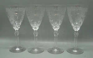 Fostoria  JUNE (CLEAR) W (CLEAR) White Wine Glasses Fla SET OF FOUR - Picture 1 of 2