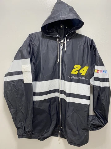 vintage jeff gordon Rain jacket pvc full zip blue adult XL Cover