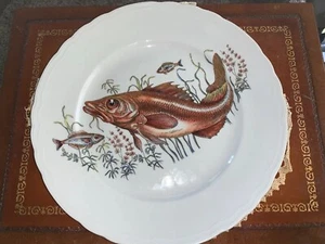 NAPLES Italy RED FISH Plate 10.75” Perfect R CROWN LOGO - Picture 1 of 8