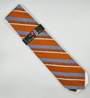 Gravata Chick-Fill-A Heritage Collection Repo seda laranja listra azul padre grampos - Imagem 1 de 4