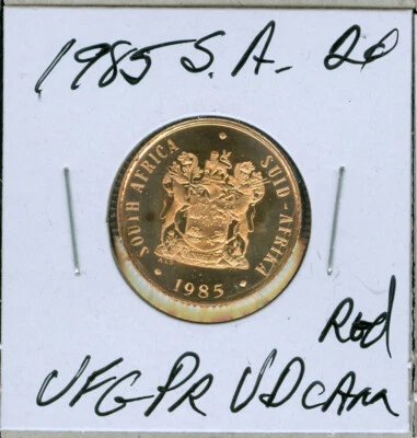 1985 SOUTH AFRICA 2 CENTS ULTRA FINEST RED PROOF ULTRA DCAM      . - Image 1 of 2