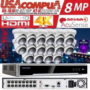 Hikvision 4K Compatible 16CH 5MP POE Security Camera System Dual Light Audio Lot - Picture 1 of 22