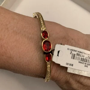 $58 Givenchy gold tone red stone bangle bracelet GB7 - Picture 1 of 7