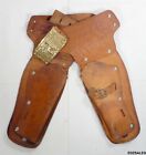 Vintage Western Cowboy Brown Leather Belt w/ 2 Toy Cap Gun Holsters