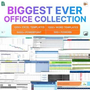 Paquete de plantillas de oficina | 5000+ diapositivas de PowerPoint, 1000+ plantillas de Excel y Word - Imagen 1 de 4