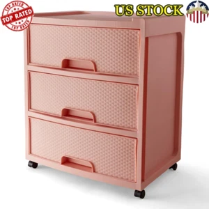 3 Drawer Rolling Storage Cart Mobile Organizer Office Utility Diamond Pattern US - Picture 1 of 7