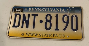 PENNSYLVANIA  Authentic License Plate  WWW.STATE.PA.US   PLATE # DNT-8190 - Picture 1 of 2