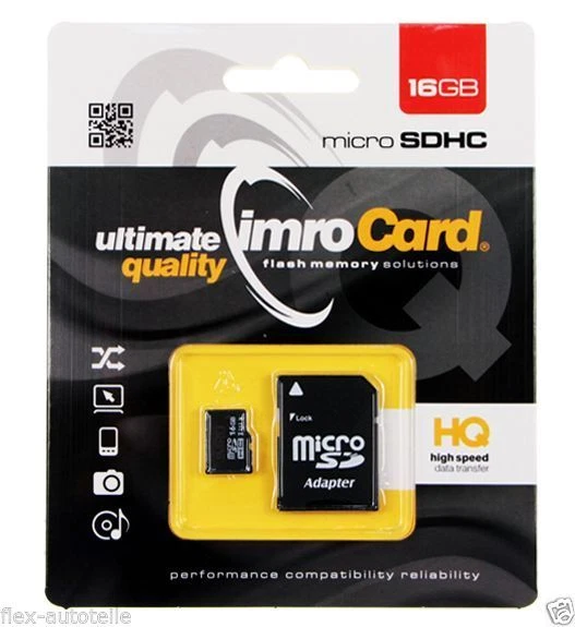 imroCard Speicherkarte 16GB UHS-I mirco SDHC mit Adapter class 10 ADP  - Image 1 of 1