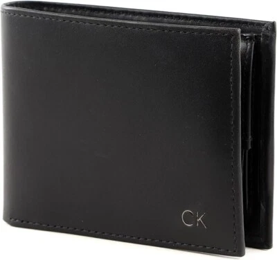 Cartera de cuero negra lisa para hombre Calvin Klein CK 5CC Y Coin Foto 1 de 4