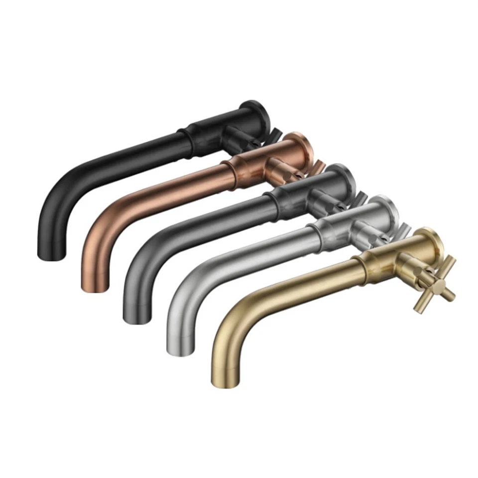 Grifos de lavabo montados en la pared grifos de lavabo de baño de jardín individuales para agua fría Foto 1 de 4