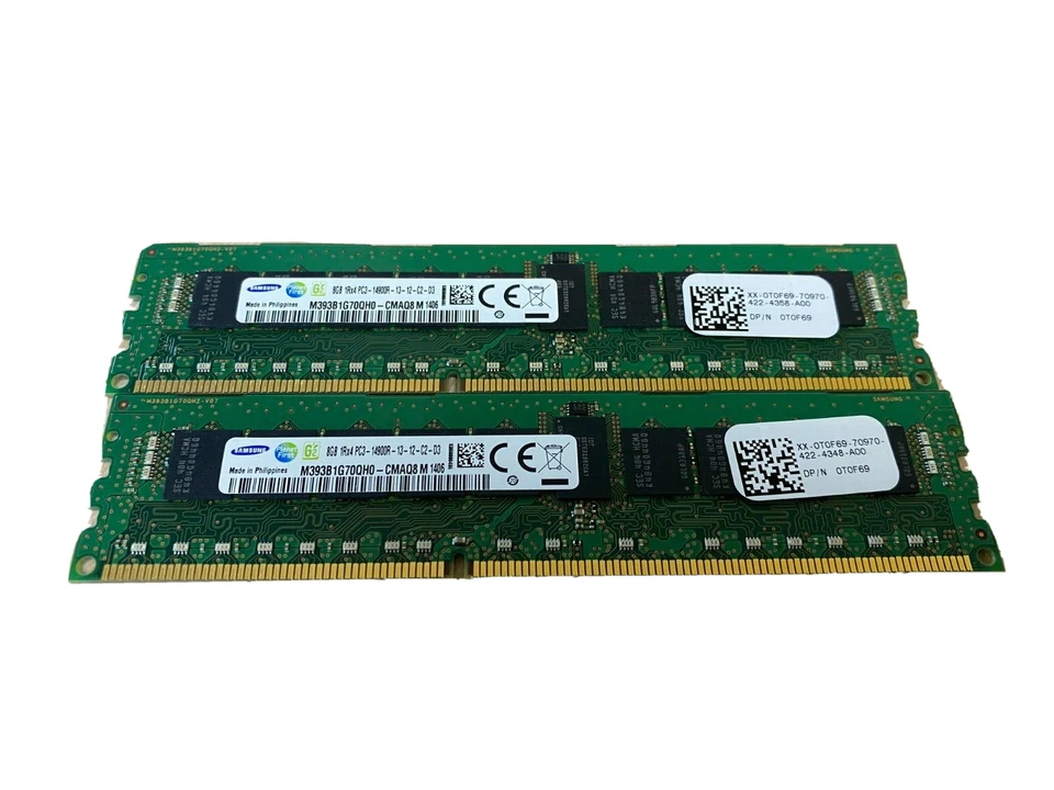 Lot of 2x 8GB Samsung 1Rx4 PC3-14900R DDR3 Server RAM M393B1G70QH0-CMAQ8 - Image 1 of 1