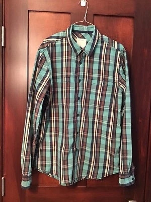 Camisa de manga larga Life After Denim para hombre talla grande 100 % algodón a cuadros con botones Foto 1 de 4