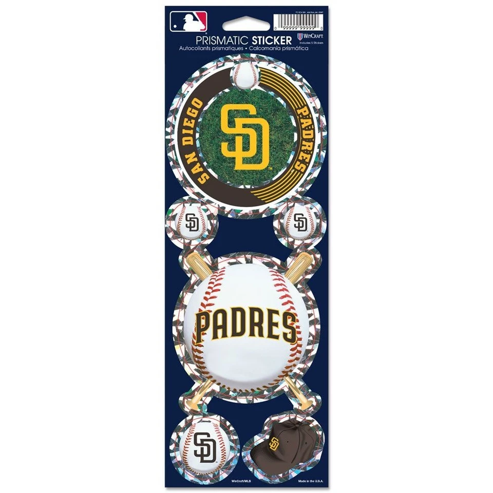 SAN DIEGO PADRES OFFICIAL 10.5" X 4" PRISMATIC DECAL SET NEW WINCRAFT 👀 - Image 1 of 1