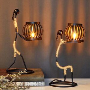 Nordic Metal Candlestick Abstract Character Sculpture Candle Holder Decor UK