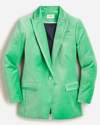 Traje Blazer Willa Colección J Crew en Terciopelo Elastizado Punta Talla 6 Verde $328 Foto 1 de 4