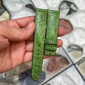 22mm/20mm Padded Green Genuine OSTRICH Leg LEATHER SKIN WATCH STRAP BAND - Picture 1 of 19