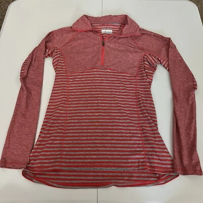 COLUMBIA Para Mujer S Omni Wick Camisa Top Rosa Rayas Manga Larga Camisa Elástica Foto 1 de 4