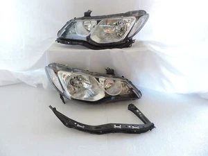 Black Housing Clear Lens DEPO Headlight Set +Bracket for 2006-11 JDM Honda Civic - Picture 1 of 7