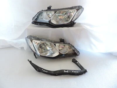 Black Housing Clear Lens DEPO Headlight Set +Bracket for 2006-11 JDM Honda Civic - Image 1 of 4