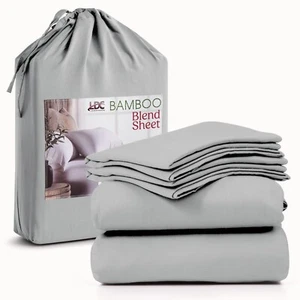 4-Piece Premium Bamboo Bed Sheet Set Deep Pocket Breathable Soft Bamboo Sheets - Picture 1 of 80