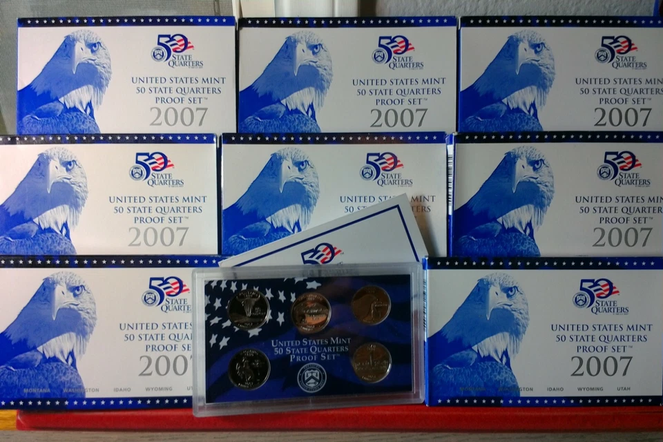 8 Set LOT of 2007-S ORIGINAL Proof Quarter Sets w/Boxes - Image 1 of 1