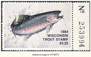 D2K Wisconsin Forellenstempel 1984 $ 3,25 mit Tab - Bild 1 von 1