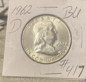 1962 d franklin half dollar bu #417 - Picture 1 of 2