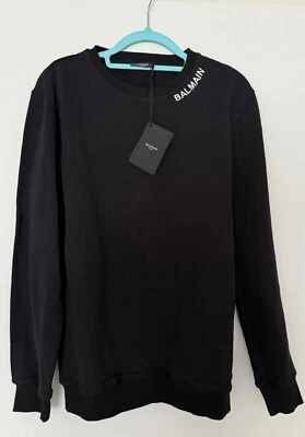Balmain Black Sweatshirt With Logo Near Neckline. Size: XL Made In Portugal. NWT - Image 1 of 4