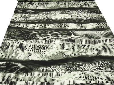 Stoff Viskose Jersey Abstrakt Tierfell Design grüngrau schwarz ecrú Kleiderstoff - Bild 1 von 4