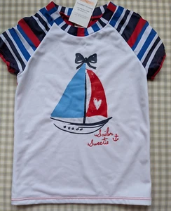 Child Size 7 "SAILOR SWEETIE" Sunscreen Swimwear Pullover Top UPF 50 Gymboree - Picture 1 of 4